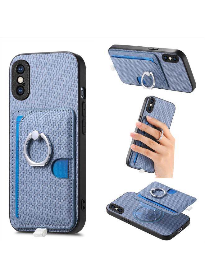 اس-توب جراب لهاتف iPhone X / XS مزود بحلقة جانبية من ألياف الكربون وحقيبة بطاقات من MagSafe - Image 1