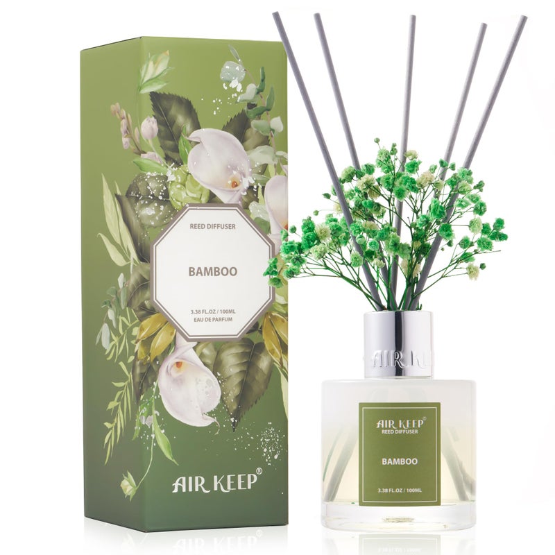Airkeep Reed Diffuser Set - 3.38 fl oz(100ml) Bamboo Scent Diffuser Home Fragrance Diffuser Set Includes 8 Reed Diffuser Sticks,Home Decor & Office Decor, Fragrance and Gifts - Image 1
