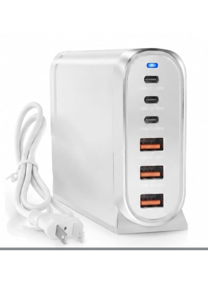 محطة شحن سريع 135 واط GaN USB-C، شاحن مكتبي بـ 6 منافذ مع 3 منافذ USB-C PD و 3 منافذ USB-A QC - Image 4
