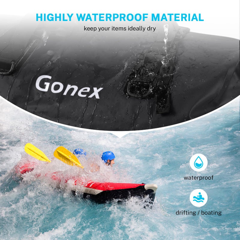 Gonex 80L Extra Large Waterproof Duffle Travel Dry Duffel Bag Heavy Duty Bag with Durable Straps & Handles for Kayaking Paddleboarding Boating Rafting Fishing Black - Image 2