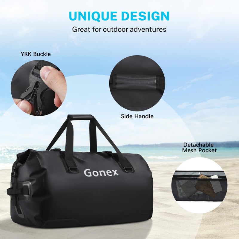 Gonex 80L Extra Large Waterproof Duffle Travel Dry Duffel Bag Heavy Duty Bag with Durable Straps & Handles for Kayaking Paddleboarding Boating Rafting Fishing Black - Image 4