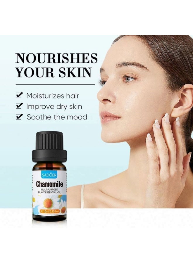 SADOER Chamomile Multipurpose Plant Essential Oil 10ml Multipurpose Plant Essential Oil Skincare Haircare & Aromatherapy 100% Natural Cold Pressing Hair & Skin Oils - Image 4