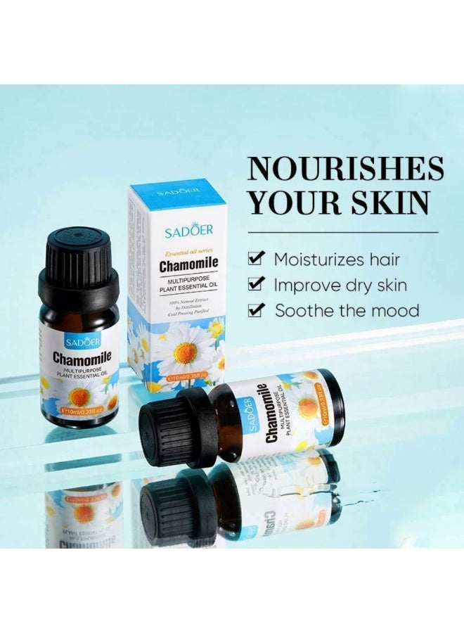SADOER Chamomile Multipurpose Plant Essential Oil 10ml Multipurpose Plant Essential Oil Skincare Haircare & Aromatherapy 100% Natural Cold Pressing Hair & Skin Oils - Image 2