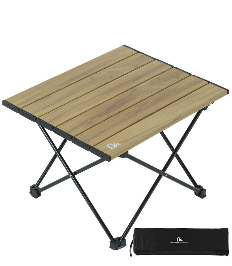 iClimb Ultralight Compact Camping Folding Table with Carry Bag (Nature- S) - Image 1