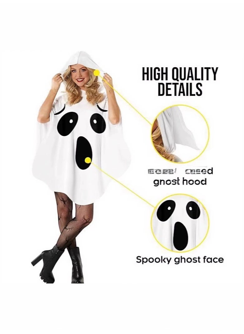 general Costume for a Halloween party: a female ghost, witch cosplay, with a little elf outfit and a white bat suit. - Image 2