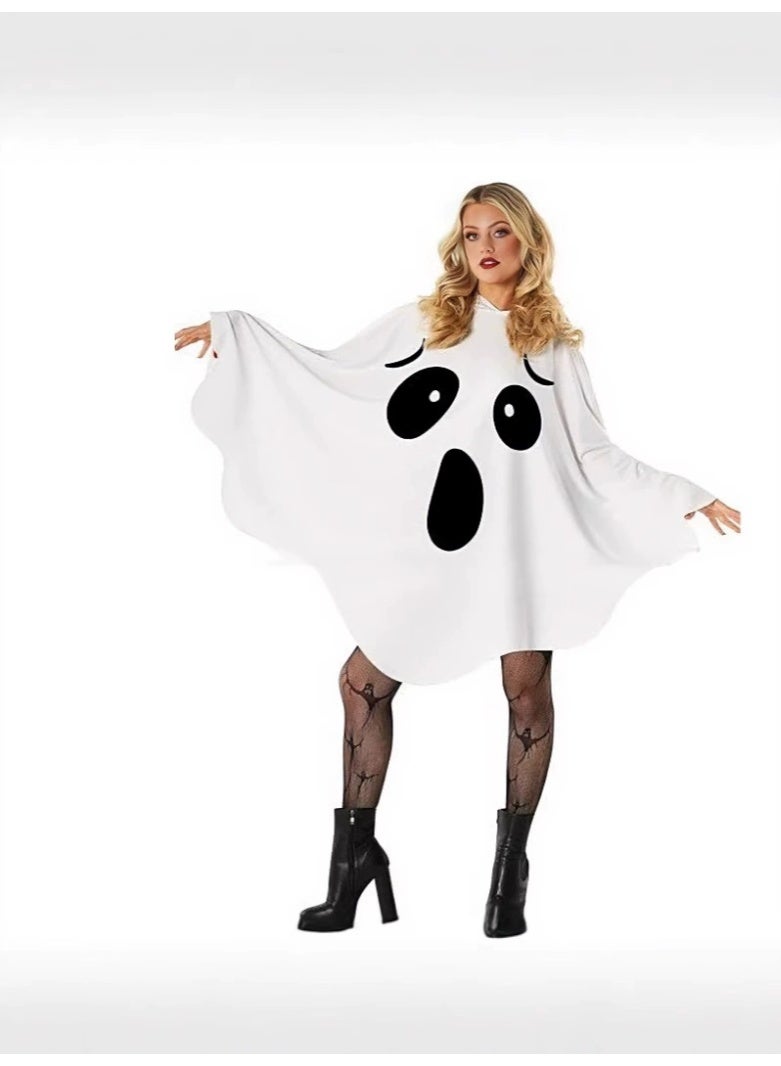 general Costume for a Halloween party: a female ghost, witch cosplay, with a little elf outfit and a white bat suit. - Image 4