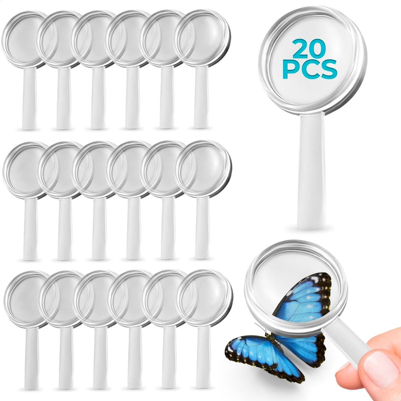 20 Pcs Mini Magnifying Glass  3X Plastic Magnifying Glass Bulk Lightweight Durable ImpactResistant Pocket Size 236 x 118 for Clear Vision Easy Use Ideal for Everyday Carry