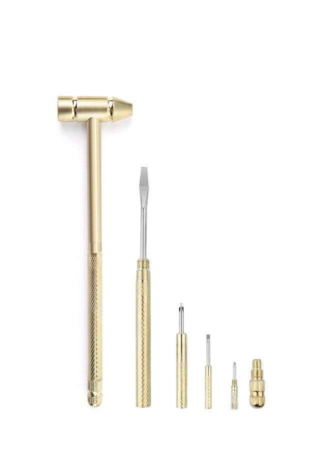 YOUMI 6 in 1 Mini Multifunction Anti-Corrosion and Anti-Rust Copper Hammer & Screwdriver Hand Tools for Repair Uav, Mobile Phones, Laptops, Watches(Yellow) - Image 1