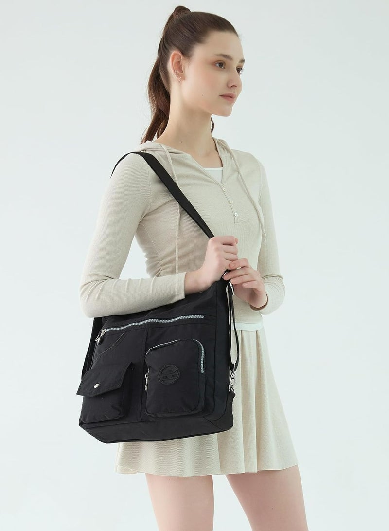 Multipurpose Hobo Purse for Women with Antitheft RFID, Waterproof Nylon Crossbody Bag Shoulder Handbag, Convertible Backpack  - Image 2