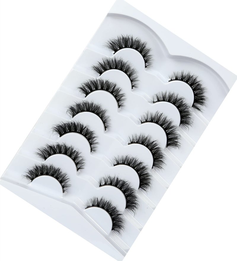 Pooplunch False Eyelashes Cat Eye Look Wispy Lashes Short Natural Crossed Extension Volume Fake Eyelashes 8D Faux Mink Strip Lashes 7 Pairs Pack - Image 5