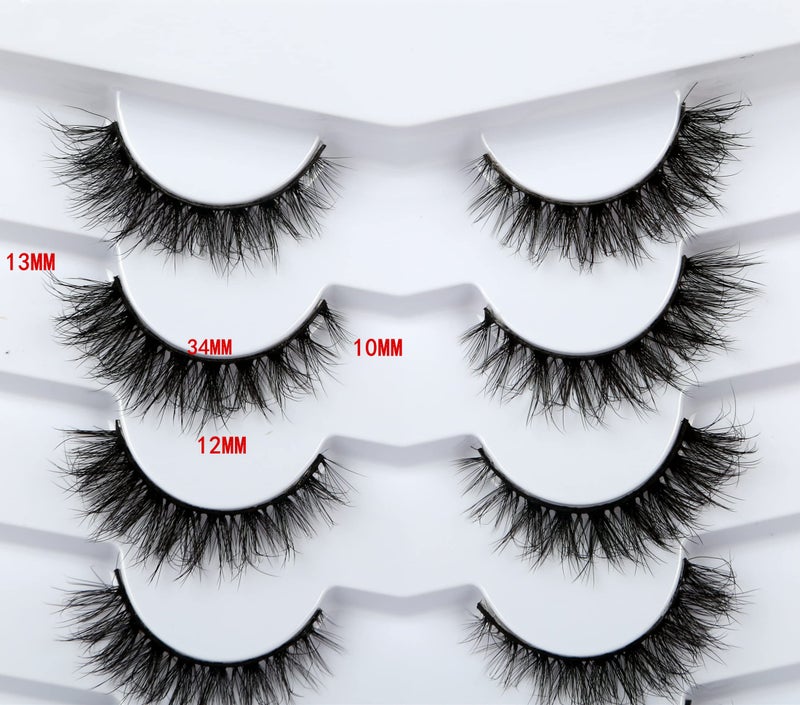 Pooplunch False Eyelashes Cat Eye Look Wispy Lashes Short Natural Crossed Extension Volume Fake Eyelashes 8D Faux Mink Strip Lashes 7 Pairs Pack - Image 2