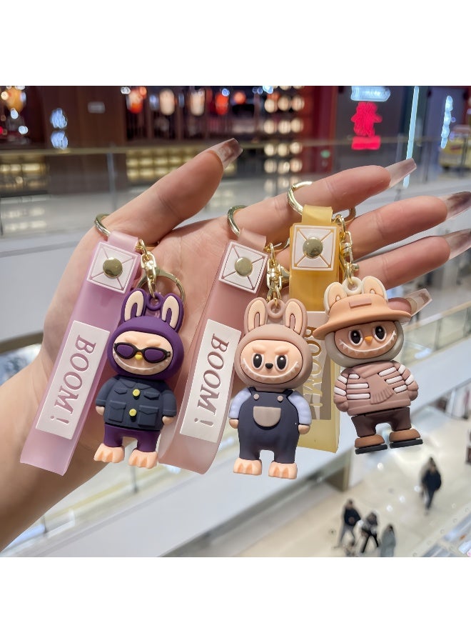 LABUBU Cartoon Labubu Little Sheep Keychain Pendant Silicone Three-dimensional Figurine Schoolbag Pendant  - Image 2