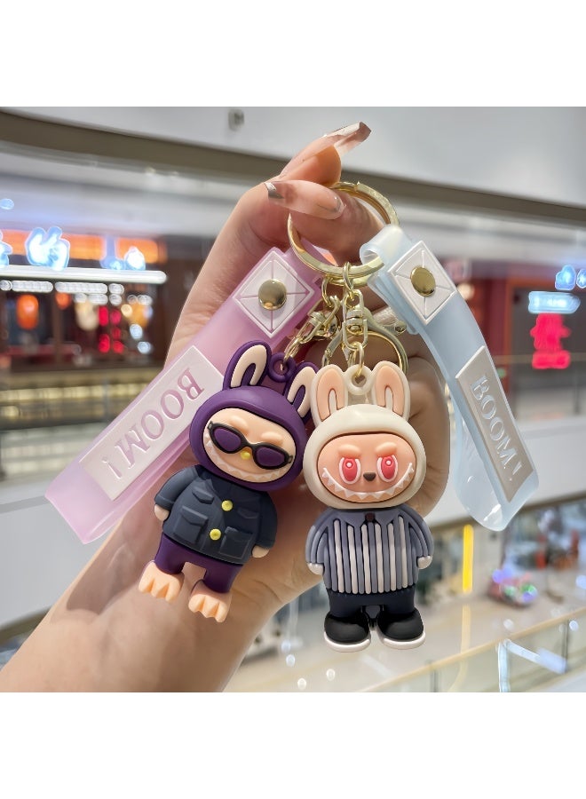 LABUBU Cartoon Labubu Little Sheep Keychain Pendant Silicone Three-dimensional Figurine Schoolbag Pendant  - Image 3