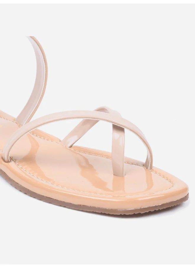 GNIST GNIST Plain Cross Toe Strappy Flat Sandals