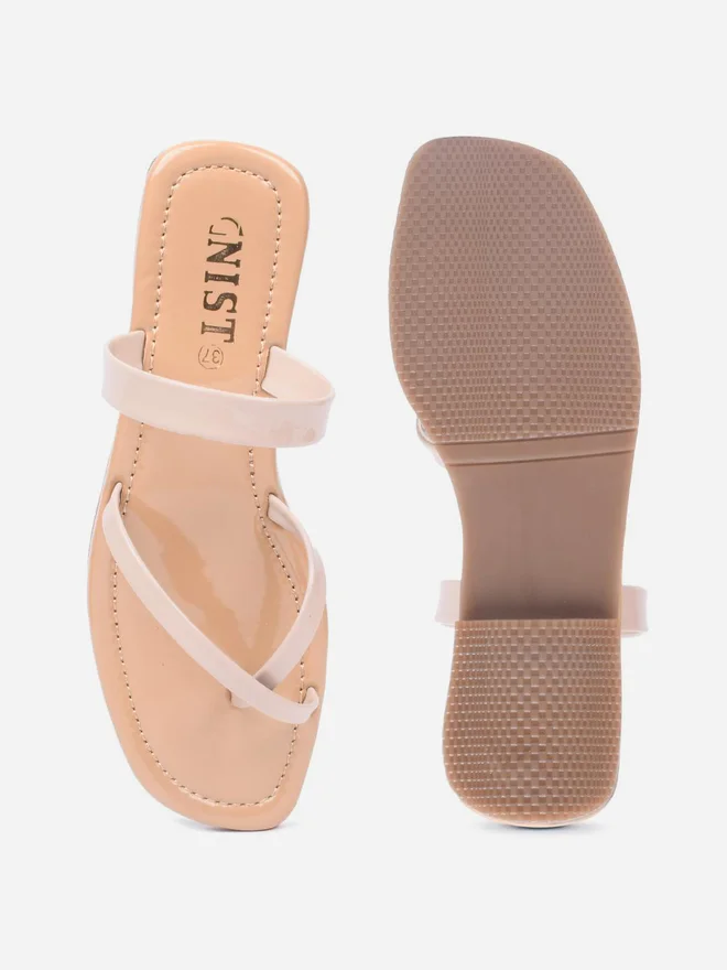 GNIST GNIST Plain Cross Toe Strappy Flat Sandals