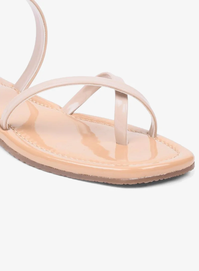 GNIST GNIST Plain Cross Toe Strappy Flat Sandals