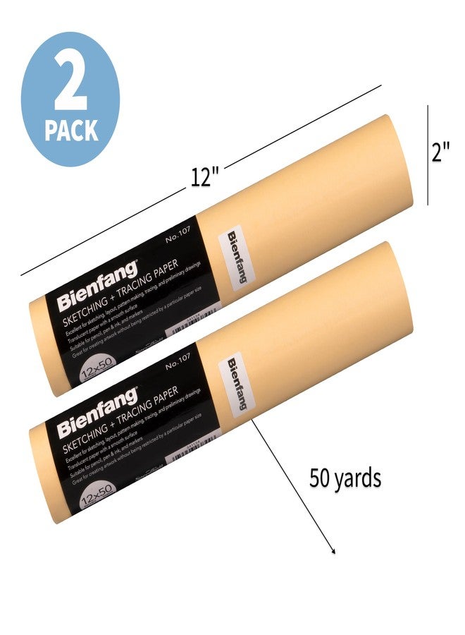 Bienfang Sketching & Tracing Paper Roll, Canary Yellow, 12 Inches x 50 Yards (2-Pack) 100 Yards Total - for Drawing, Trace, Sketch, Sewing Pattern - Image 3