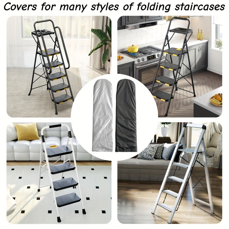 Silvery Grey Folding Stair Cover Durable for Ladder Indoor Outdoor Patio - Image 1