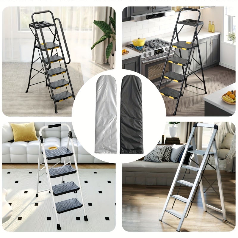 Silvery Grey Folding Stair Cover Durable for Ladder Indoor Outdoor Patio - Image 4