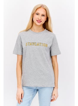 WHISTLES Women Crew Neck Short Sleeve Heather T-Shirt, Grey  - Image 1