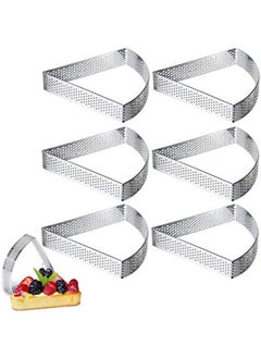 STAUD 6 Pcs Tart Rings, Stainless Steel Perforated Tart Ring for Baking, Pastry Ring for French Tarte, Tart Crust, Gift Package, Fan Shape Chocolate Molds Round Cake Mold Cheesecake Cake Template Cake Tray  - Image 1
