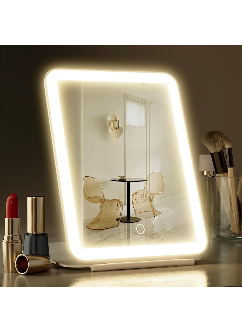 Hansong Hansong Folding Makeup Mirror with Lights Rechargeable 7.9 inch for Travel Mirror with 72 Led Lights Lighted Up Mirror 1000mAh 3 Color Adjustable Lighting Dimmable Beauty Gift for Women 