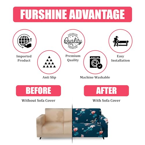 Furshine Sofa Cover 3 Seater Fully Covered Universal 3 Seater Sofa Cover Non-Slip Sticky Elastic Stretchable Sofa Set Imported Slipcover Protector (Triple Seater) Sofa Cover, Blue Lotus - Image 3