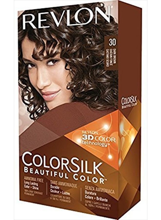 Revlon صبغة الشعر ريفلون كلر سيلك، 30 بني غامق، عبوة واحدة (5 قطع)