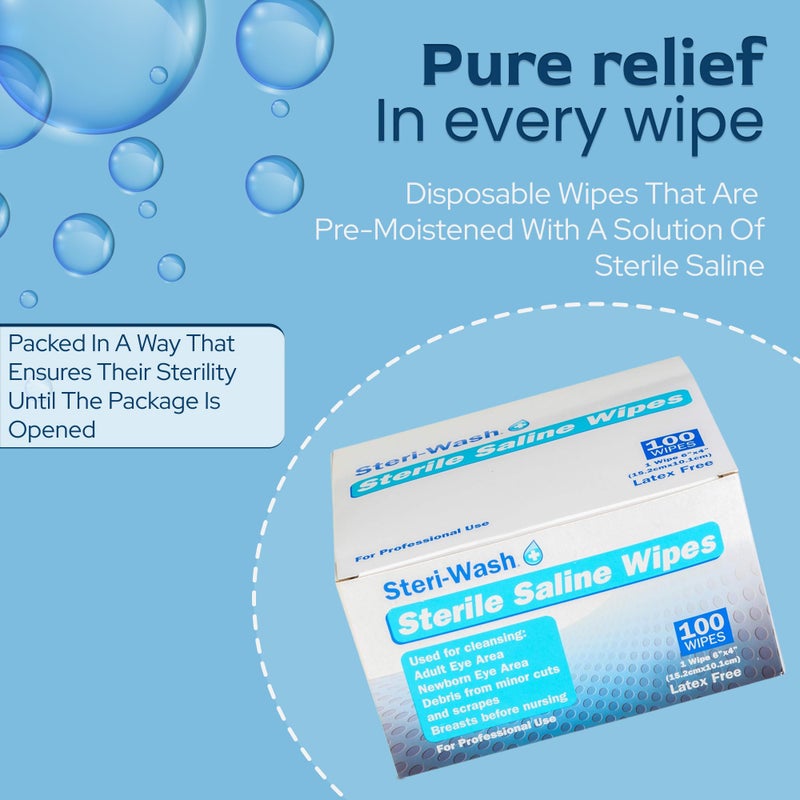 STERI - WASH Steri-Wash® Aftercare Piercing Wipes 100 Count - Sterile Saline Solution for Gentle and Convenient Piercing Cleansing for Nose, Ear, Belly, Lips - Cleanses, Sanitizes and Soothes Skin Irritations - Image 3