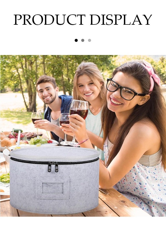 DUNISO 4 Pieces of China storage containers, felt tableware storage container, stackable and movable storage box, anti-collision, used for storing plates, glasses, tableware, gray  - Image 3