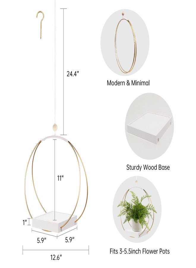 hismocal Hanging Planters for Indoor Plants, Plant Hanger with Sturdy Wood Base,Modern Boho Macrame Plant Hanger,Wall Ceiling Window Stands(Plants/Pots Not Included) - Image 4