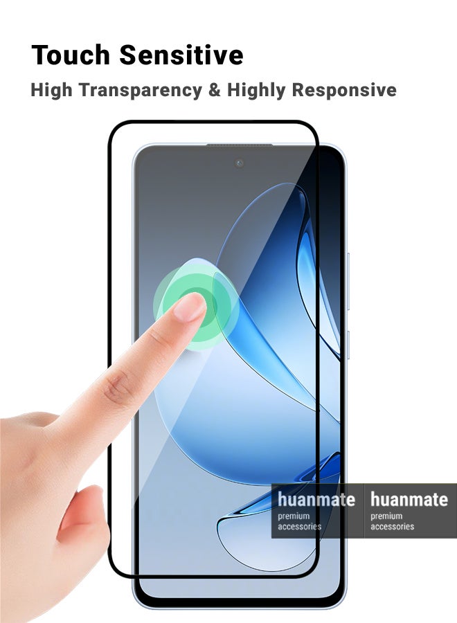 huanmate 2 Pieces Oppo Reno 13F 5G/4G Screen Protector – Premium Edge to Edge Tempered Glass, High Transparency, Delicate Touch, Anti-Explosion, Smooth Arc Edges, Easy Installation - Image 4