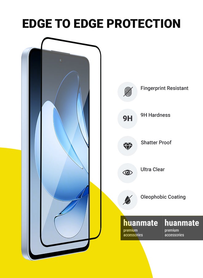 huanmate 2 Pieces Oppo Reno 13F 5G/4G Screen Protector – Premium Edge to Edge Tempered Glass, High Transparency, Delicate Touch, Anti-Explosion, Smooth Arc Edges, Easy Installation - Image 2