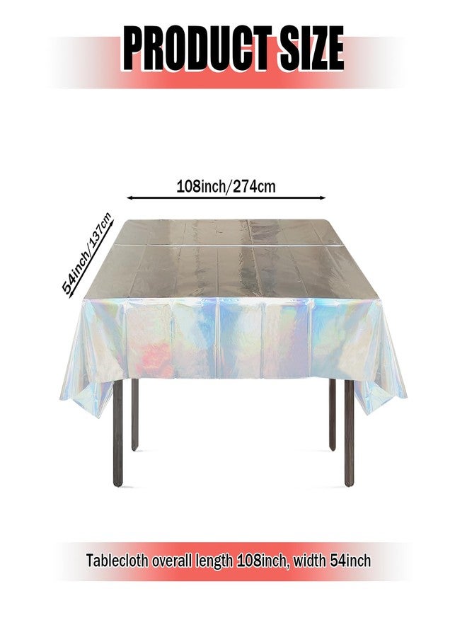 LabZhang 4 Pack Iridescent Plastic Tablecloth, Rectangular Disposable Tablecloths Sparkle Party Table Covers 54" x 108" - Image 2