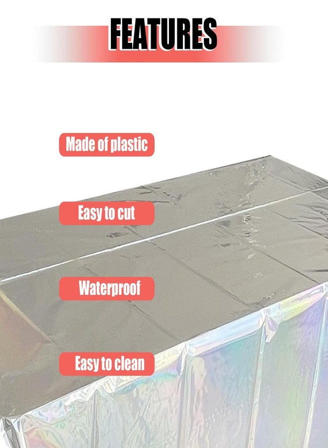 LabZhang 4 Pack Iridescent Plastic Tablecloth, Rectangular Disposable Tablecloths Sparkle Party Table Covers 54" x 108" - Image 3