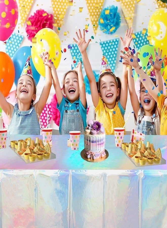 LabZhang 4 Pack Iridescent Plastic Tablecloth, Rectangular Disposable Tablecloths Sparkle Party Table Covers 54" x 108" - Image 5