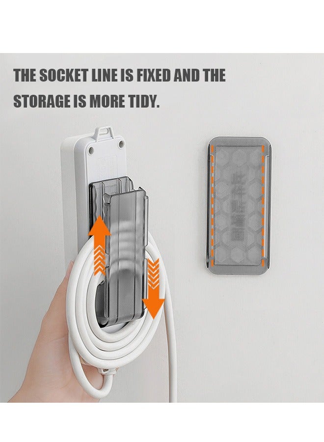 Self Adhesive Wall Mount Power Strip Holder, Wire Storage Socket Fixer Bracket Stand, Plug in Power Fixator for Kitchen Home Office Cable Management (Gray) - Image 3