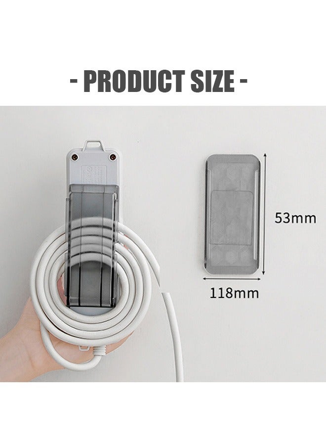 Self Adhesive Wall Mount Power Strip Holder, Wire Storage Socket Fixer Bracket Stand, Plug in Power Fixator for Kitchen Home Office Cable Management (Gray) - Image 2