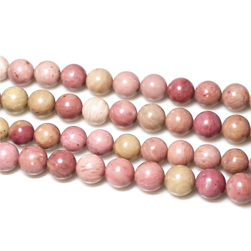 MJDCB Natural Red Stripes Rhodonite Round Stone Beads for Jewelry Making (10mm) - Image 5
