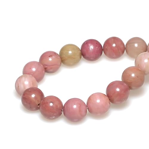 MJDCB Natural Red Stripes Rhodonite Round Stone Beads for Jewelry Making (10mm) - Image 2