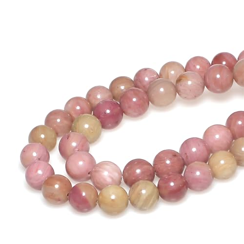 MJDCB Natural Red Stripes Rhodonite Round Stone Beads for Jewelry Making (10mm) - Image 3