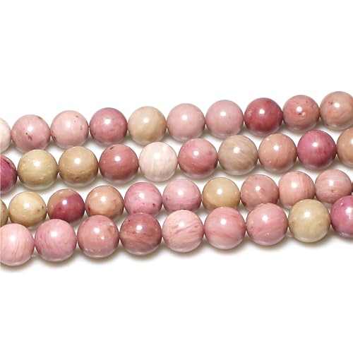 MJDCB Natural Red Stripes Rhodonite Round Stone Beads for Jewelry Making (10mm) - Image 4