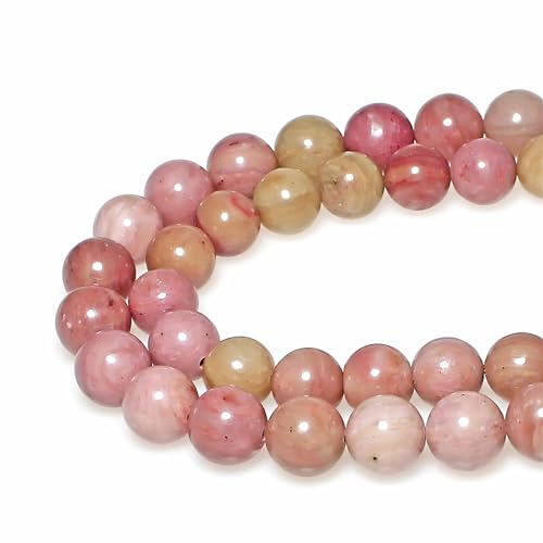 MJDCB Natural Red Stripes Rhodonite Round Stone Beads for Jewelry Making (10mm) - Image 1