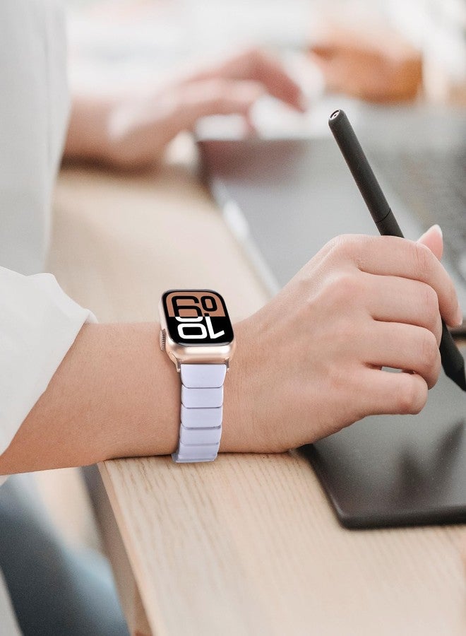 في-مورو سوار V-MORO المصنوع من الراتنج متوافق مع سلسلة 7/8/9/10 من Apple Watch Bands 41 مم/40 مم/38 مم/42 مم، حزام عصري لسلسلة iWatch 6/5/4/3/2/1/SE/SE3، سوار معصم خفيف الوزن للنساء (أبيض نقي كلاسيكي) - Image 2