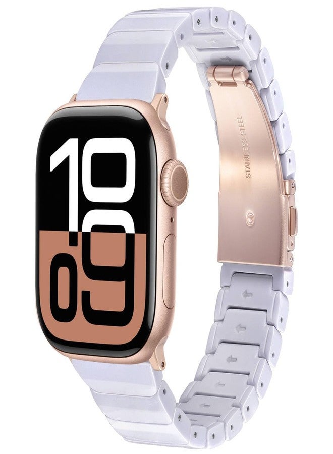 في-مورو سوار V-MORO المصنوع من الراتنج متوافق مع سلسلة 7/8/9/10 من Apple Watch Bands 41 مم/40 مم/38 مم/42 مم، حزام عصري لسلسلة iWatch 6/5/4/3/2/1/SE/SE3، سوار معصم خفيف الوزن للنساء (أبيض نقي كلاسيكي) - Image 1