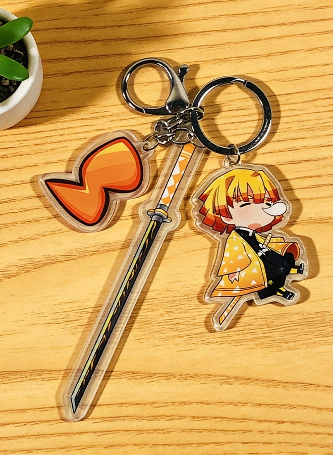 سلسلة مفاتيح قاتل الشياطين (كيميتسو نو يايبا)، حلقة مفاتيح سيف لمحبي قاتل الشياطين، سلسلة مفاتيح من منتجات قاتل الشياطين، هدية أنمي، تعليقة للهاتف، سلسلة مفاتيح أنمي للحقيبة والمحفظة ومفتاح السيارة - Image 2