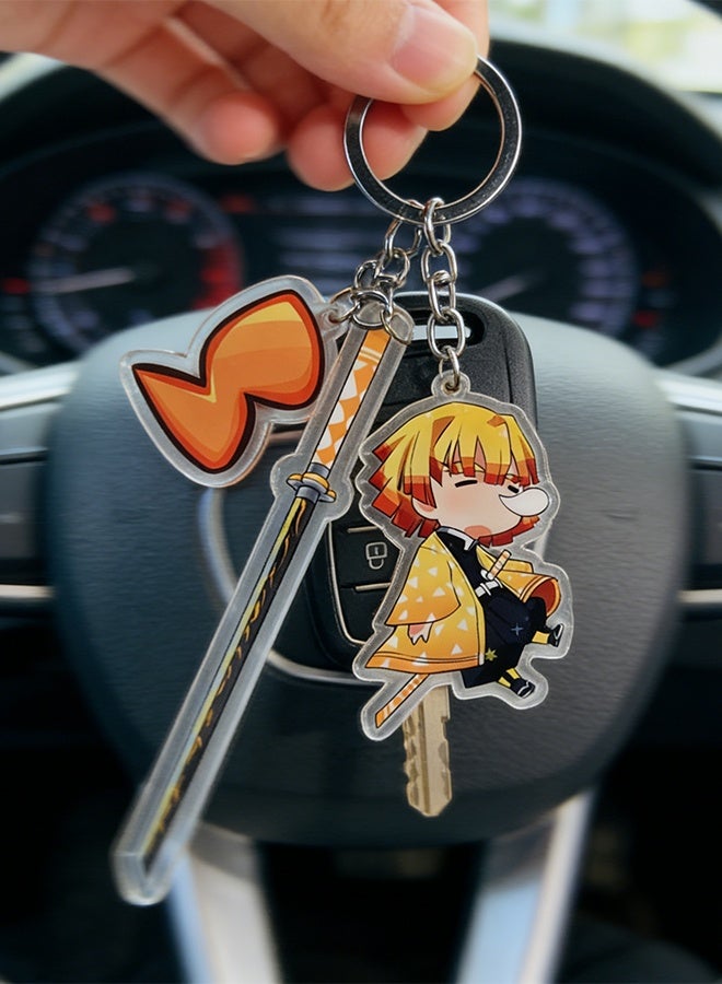 سلسلة مفاتيح قاتل الشياطين (كيميتسو نو يايبا)، حلقة مفاتيح سيف لمحبي قاتل الشياطين، سلسلة مفاتيح من منتجات قاتل الشياطين، هدية أنمي، تعليقة للهاتف، سلسلة مفاتيح أنمي للحقيبة والمحفظة ومفتاح السيارة - Image 3