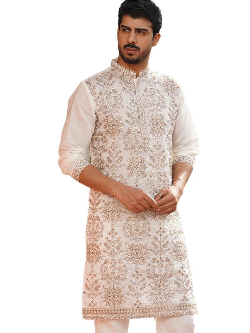 jompers قميص جومبرز المطرز من مزيج الحرير للرجال - Image 1