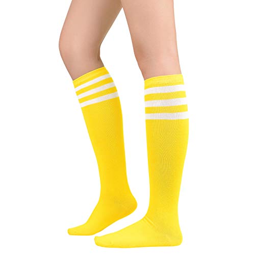 American Trends Womens Athletic Socks Outdoor Sports Yellow Running Training Socks Casual Tube Socks 1 Pack Yellow White - Image 1