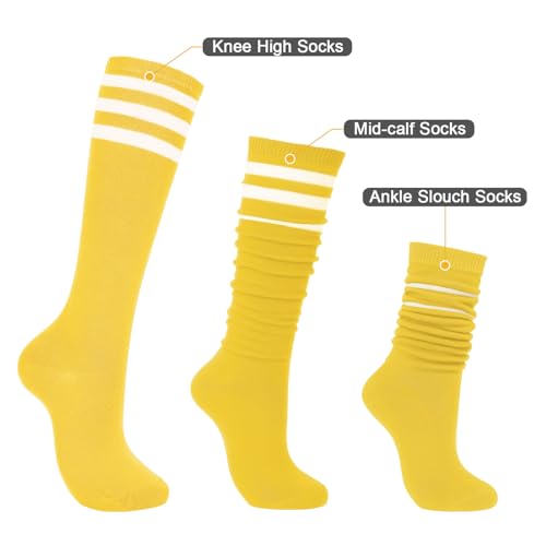American Trends Womens Athletic Socks Outdoor Sports Yellow Running Training Socks Casual Tube Socks 1 Pack Yellow White - Image 5